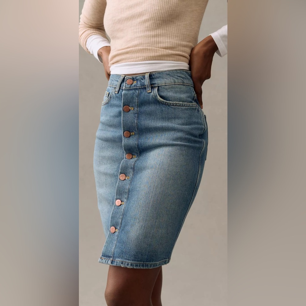 Anthropologie Pilcro Blue Denim Pencil Skirt Size 4
